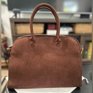 Trending Suede Buckle Tote Bag - Brown